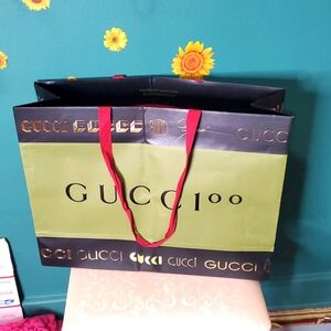 Gucci Green and Black Shopping Bags  with Red Straps